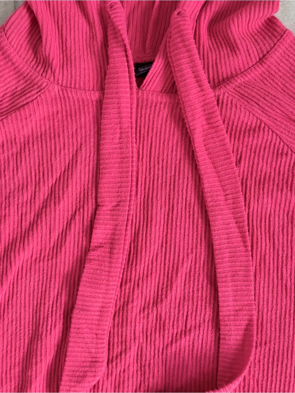 Free Press Nordstrom Pink Ribbed Cropped Pullover Hoodie Slouchy Knit Medium - Picture 5 of 6